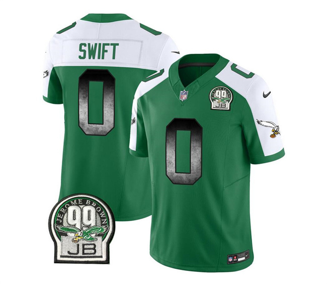 Men's Philadelphia Eagles #0 D'Andre Swift Green/White 2023 F.U.S.E. Throwback Vapor Untouchable Limited Football Stitched Jersey